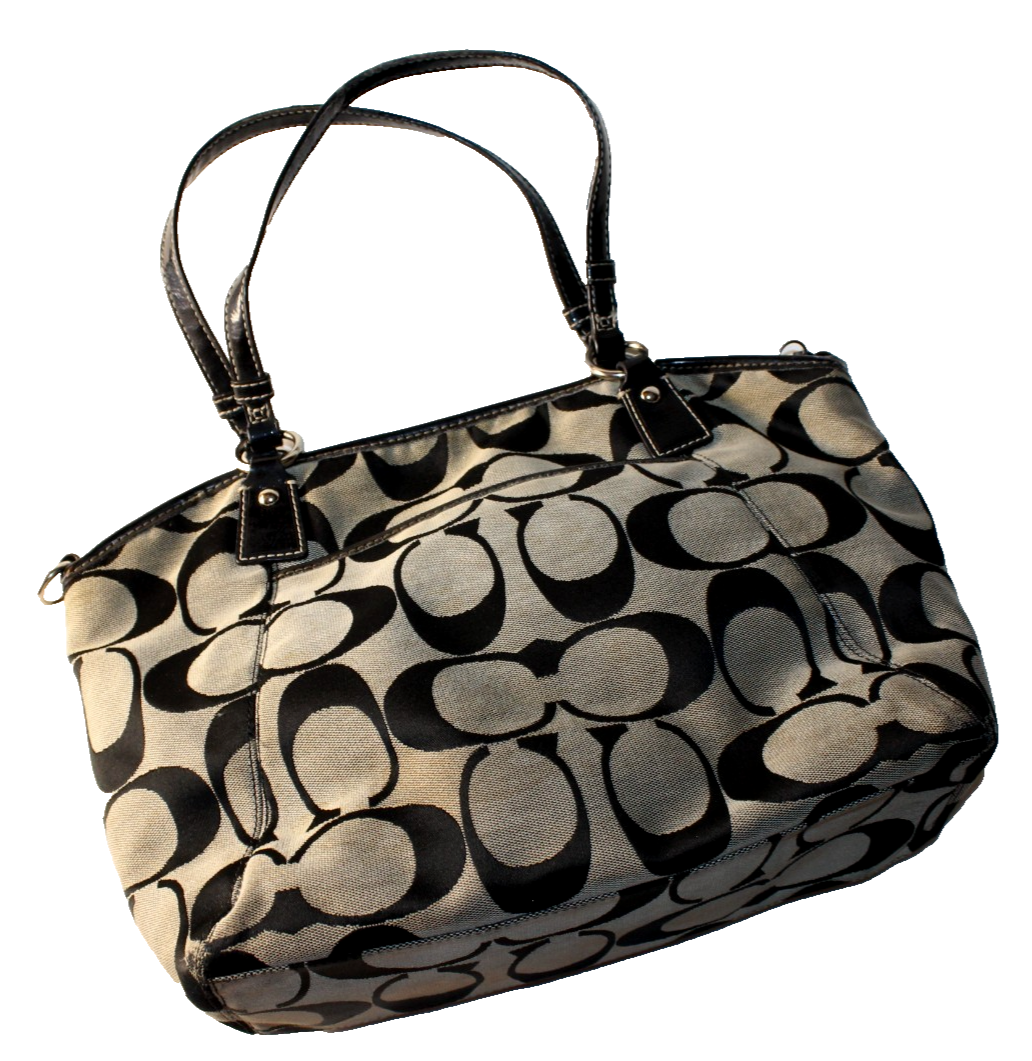 Coach Black Signature Logo Medium Tote Shoulder Bag F1249-F17948