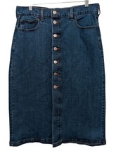 Banana Republic Denim Skirt Midi Front Button New Sz 10