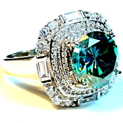 GROSS! 5,40ct NATÜRLICHER RUNDSCHLIFF SEHR FEUER MOISSANIT DIAMANT RING 925 SILBER. 8,5