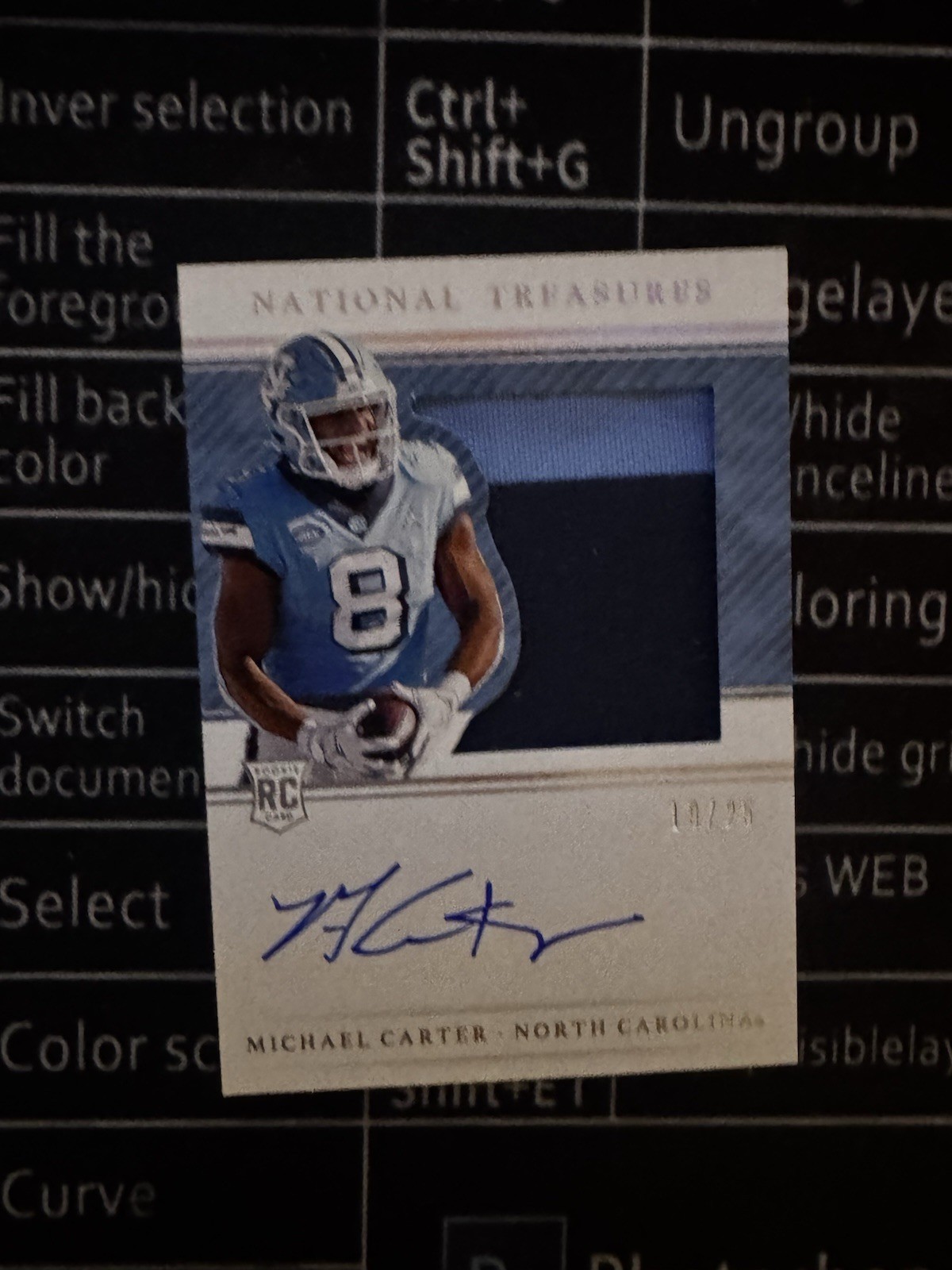 2021 Panini National Treasures Michael Carter Auto Patch /25 North Carolina Tar…