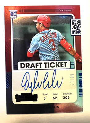 Dylan Carlson Draft Ticket Rookie Blue #/99 2021 Panini Contenders Auto