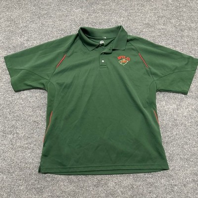 NHL Polo Mens Size XL Green Minnesota Wild Short Sleeve Athletic Hockey Shirt