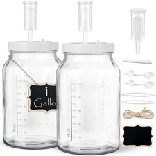 1 Gallon Fermentation Jar with 3 Airlocks 2 Screw Lids, 2 Pack