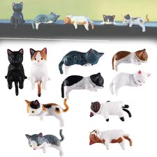 Hand-Painted Mini Cat Desk Figurines Set of 5 Cute Cartoon Kitty Companions