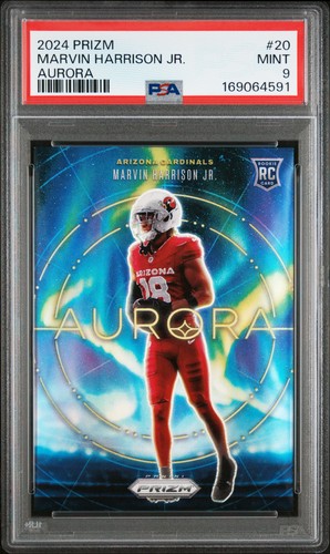 2024 PANINI PRIZM AURORA #20 MARVIN HARRISON JR. ROOKIE RC PSA 9
