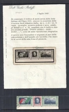 ITALY AEGEAN ISLANDS 1939 BALBO FLIGHT PAIR WITH CERTIFICATE SEE DECSCRIPTION