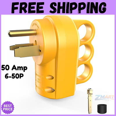 #ad Welder Plug 50 Amp NEMA 6 50P Replacement Male Plug Heavy Duty Yellow ETL Listed $20.82
