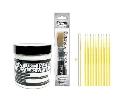Ranger Texture Paste Bundle - Metallic White Texture Paste with 3/4'' Collage...