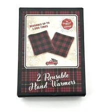 2 Reusable Hand Warmers Holiday Edition Plaid Pattern Red Color New Opened Box