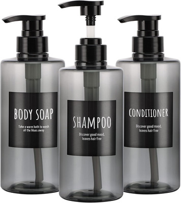 Refillable Shampoo Bottles,  16.9Oz Shampoo Dispenser, 3Pcs 500Ml Empty Plastic