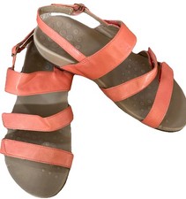 VIONIC TEAGAN Coral Sandals Hook & Loop Closure Straps & Ankle Buckle Size UK 7W