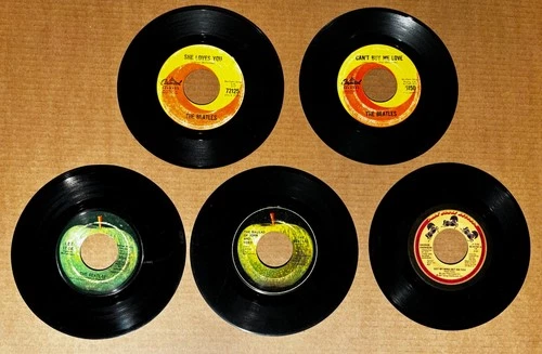 The Beatles Lot Of 5 Mixed 45 RPMs She Loves You  Can't Buy Me Love  Let it Be