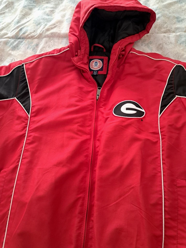 VTG 1995 GEORGIA BULLDOGS NCAA Bomber Jacket Size XL W/Gloves G-III Apparel - Image 2 of 4