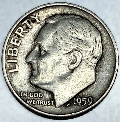 1959-D Roosevelt Dime - Circulated Condition - 90% Silver - US Coin - 3007