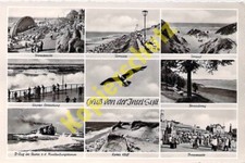 Sylt AK Promenade Inselbahn Badeleben Ansichtskarte 50er Jahre