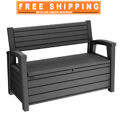 Keter Hudson Plastic Storage Bench, Graphite Gray