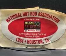 "VRHTF NHRA "1994 SLICK 50 NATIONALS CONTESTANT HOUSTON" 3" X 4.5" STICKER
