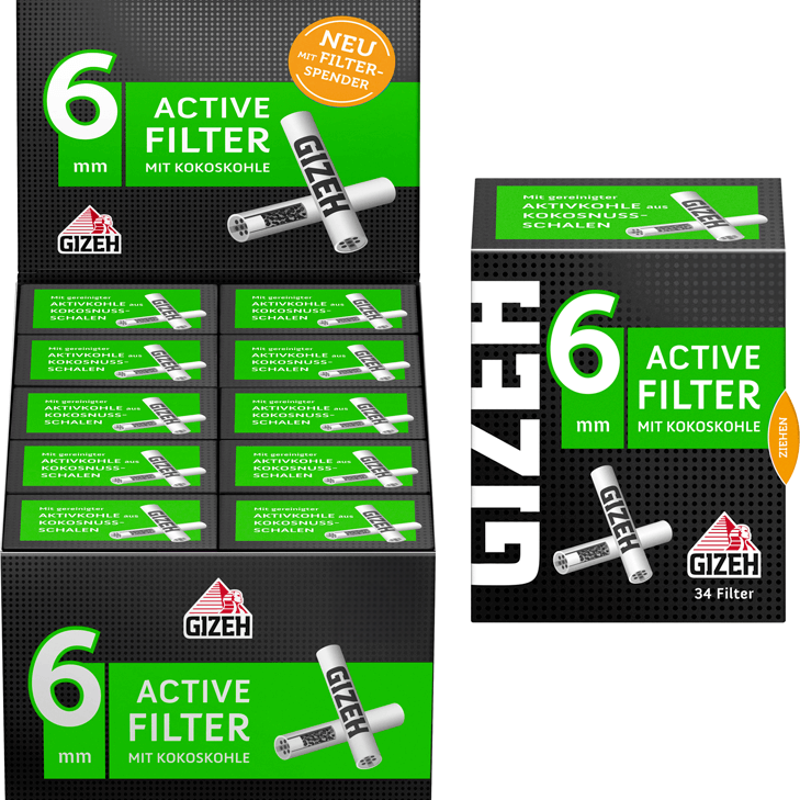 activated carbon cigarette filter Gizeh Activated Carbon Filter 6 mm, Ceramic Smoking Filters 10 BOXES 340  FILTERS
