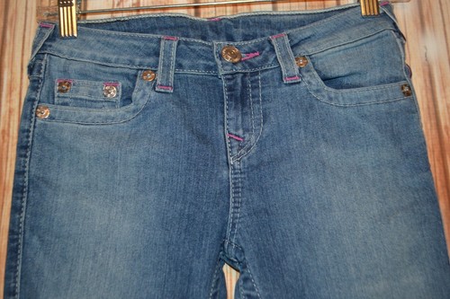 True Religion Girl's Skinny No Pocket Flaps Blue Denim Jeans Sz 10 - Picture 5 of 12