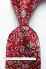 New Classic Floral Red White JACQUARD WOVEN 100% Silk Men's Necktie Tie