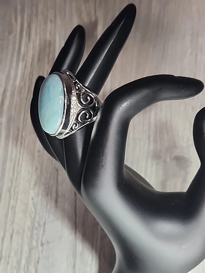 Amy Kahn Russell Sterling .925 Light Blue Stone Ring Size 6 - Image 2 of 3