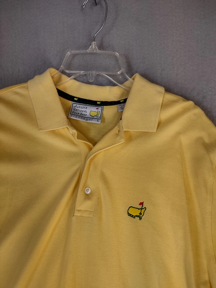 Camisa masculina Slazenger polo amarela grande Augusta National Golf Shop logotipo Masters - Imagem 4 de 4