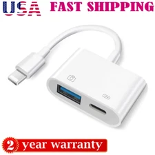 [2 in 1] 8-PIN to USB 3.0 OTG Adapter for iPhone Connect USB Flash Drive,Camera+