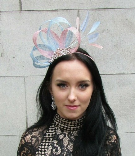 Blue Fascinator Feather Sinamay Hair 
