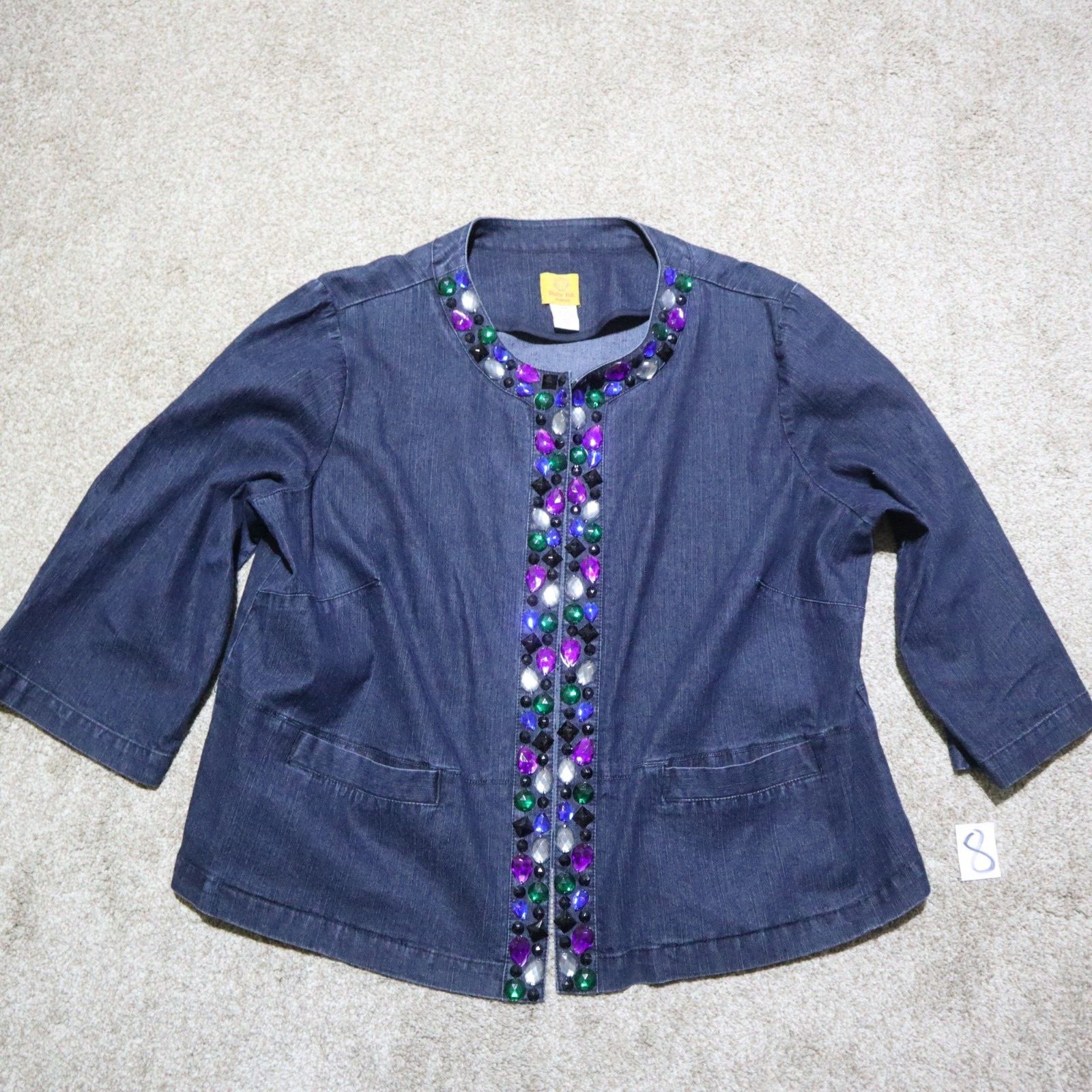 Ruby Road Blue Jean Jacket With Embellishment Bli… - image 2