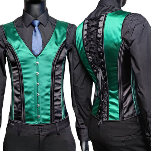 Corset Vest Medieval Dress Waistcoat Lace Up Bones Tight Tops Wedding Stage - Picture 11 of 21
