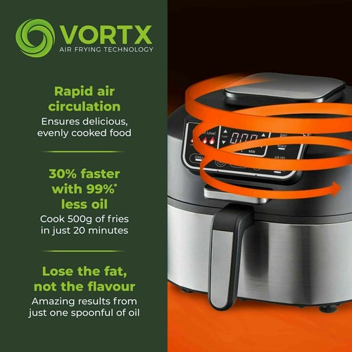 Tower T17086 Vortx 5in1 Digital Air Fryer and Grill with Crisper, 5.6L