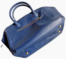 NNIB Authentic*MARK and GRAHAM*Navy Blue Dual Handle Smooth Leather Tote/Handbag