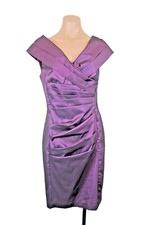 CACHET Ruched Dress Purple Metallic Shiny Evening Formal sz 10