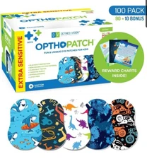 Infants Extra Sensitive Adhesive Eye Patch Boys 100 Pack Series II Opthopatch