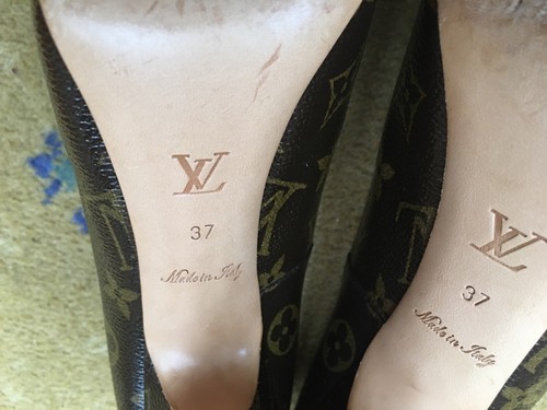 Louis Vuitton Pump Shoes Platform Monogram Heel Womens Ladies Brown UK 4 US 7 37 - Foto 7 di 9
