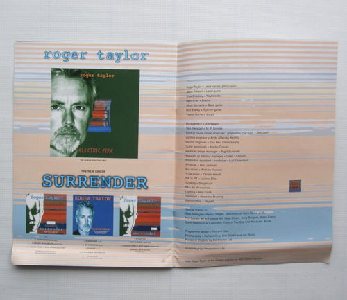 Roger Taylor (Queen) 'Electric Fire' 1999 UK Tour Concert Programme Book - Picture 4 of 9