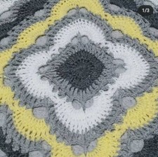 handmade crochet baby blanket Lemon grey white. Cot, pram, cradle, car seat gift