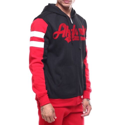 NEW AKADEMIKS Mens's Long Sleeve Zip Hoodie Black / Red A38HD04 - Sz M - Picture 5 of 6