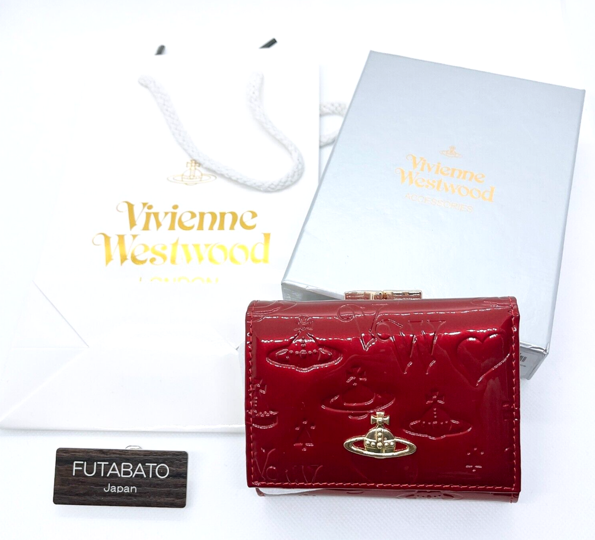 ゆな様　Vivienne Westwood 新品 ミニ財布 レター型 赤 型押し Vivienne Westwood Gamaguchi Trifold Mini Wallet Red Women's