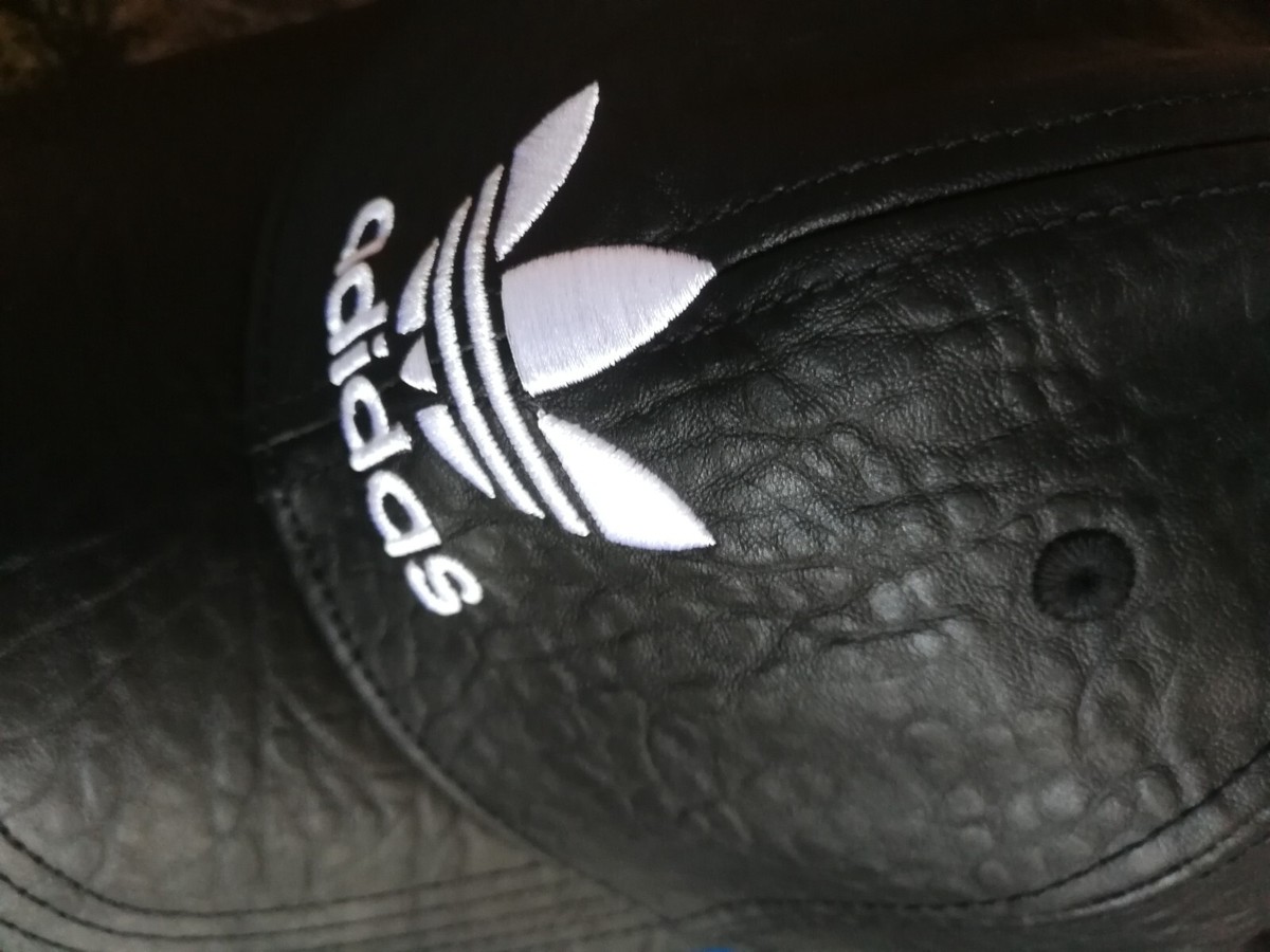 ✅激レア adidas fake leather black casquette adidas Originals Faux-leather Metallic-logo Hat in Black for