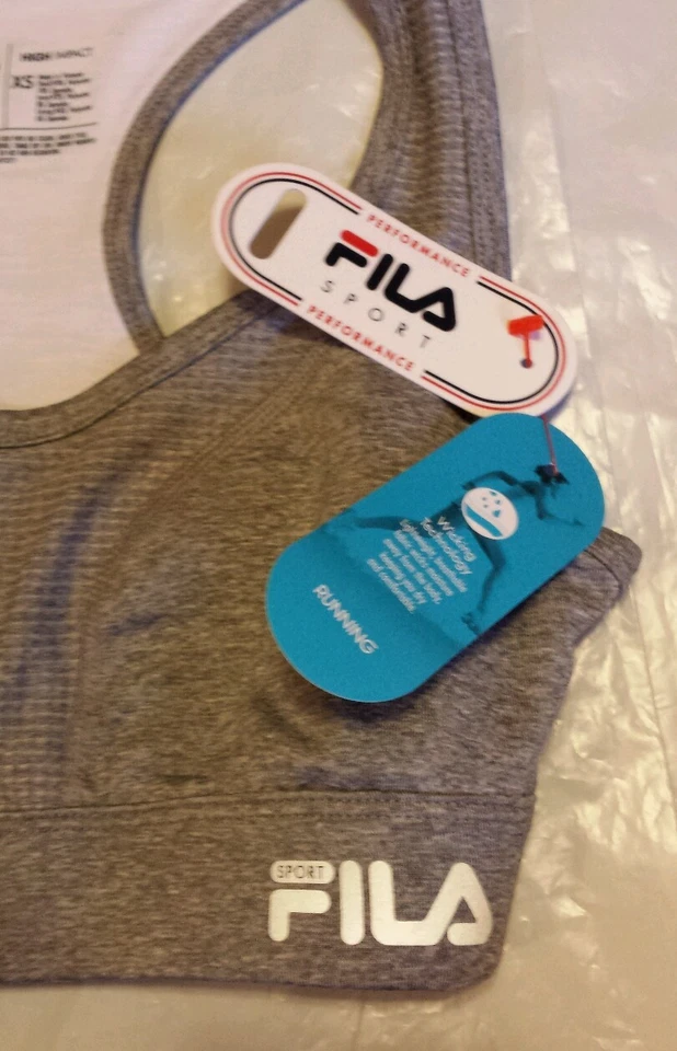 NUEVO FILA SPORT® Sujetador: Core Essential Sujetador Deportivo Alto Impacto Gris Talla XS Foto 4 de 4