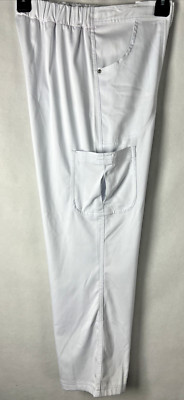 Urbane Ultimate Womens Bailey Cargo Scrub Pant Size Petite Medium PM White F30