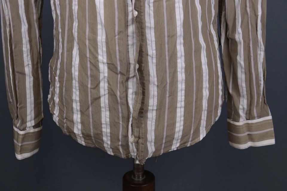 Camisa de vestir Just Cavalli marrón a rayas manga larga talla 50 Foto 4 de 4