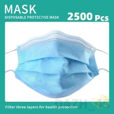 2500Pcs Blue Disposable Face Masks Earloop Blue 3-Ply Unisex Mouth  Nose Cover