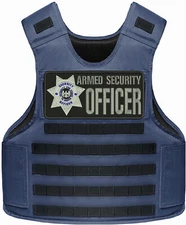 ARMED SECURITY OFFICER EMB PATCH 5X11'' VELCR@ ON BACK SILVER ON BLACK