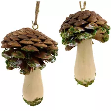 Pinecone Ornaments, Set of 2 Pine Cone Mushroom Christmas Ornaments Natural