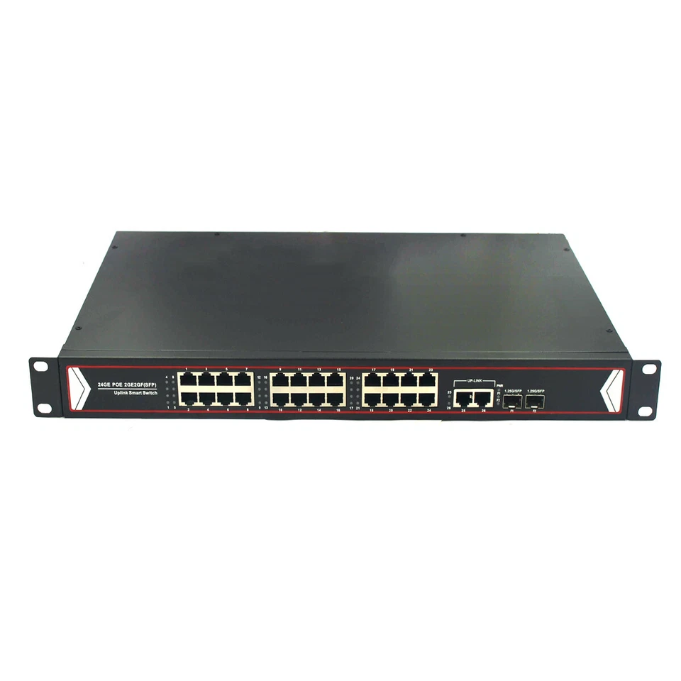 24 Port 100/1000M PoE Switch 2 Uplink SFP 400W 802.3af for Network IP Camera NVR - Image 4 of 4