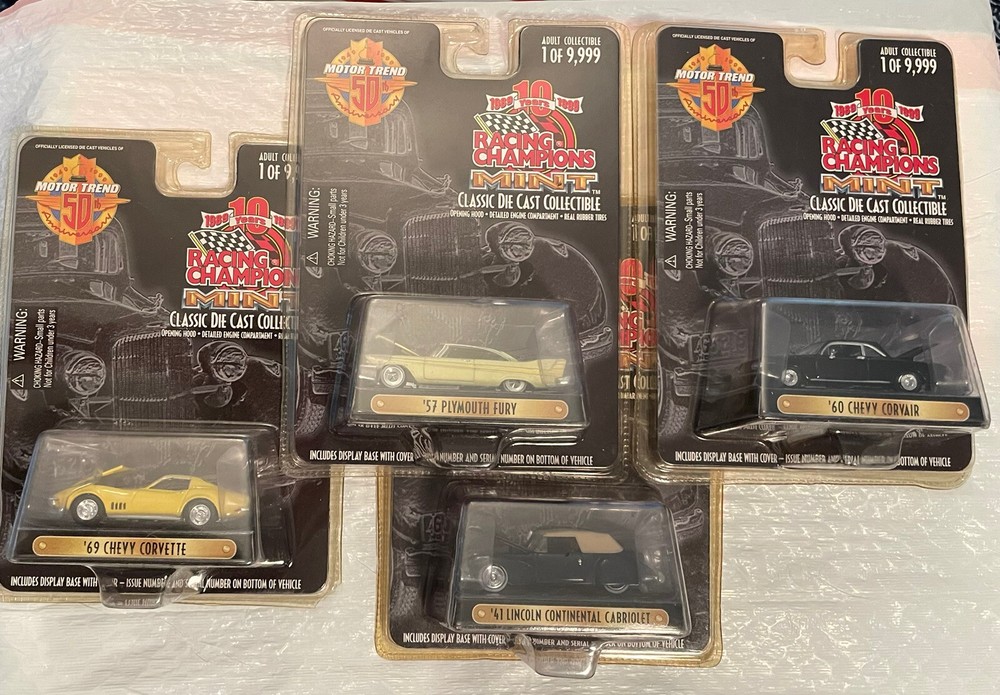 Lot Of 4 RACING CHAMPIONS MINT COLLECTIBLES CHEVYS LINCOLN And PLYMOUTH NEW