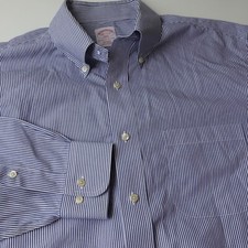 Brooks Brothers Classic Blue Stripe L/S Dress Shirt Original Polo 16 1/2 XL