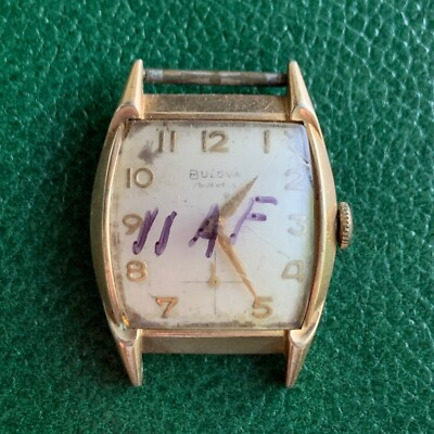 #ad Vintage Bulova 11AF 17 Jewels 10k Rolled Gold Plate Wristwatch #2 Project Parts $49.00
